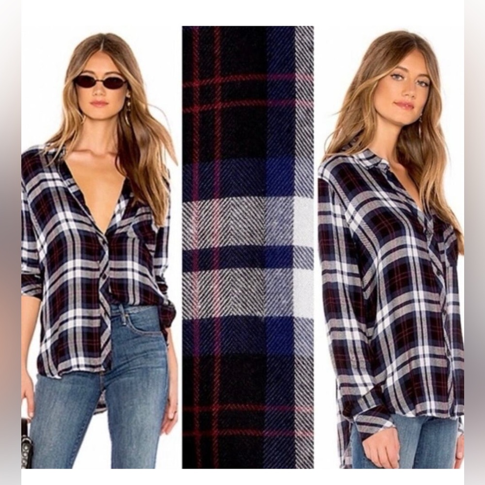 Rails Hunter plaid button down shirt, EUC, Navy Magenta white